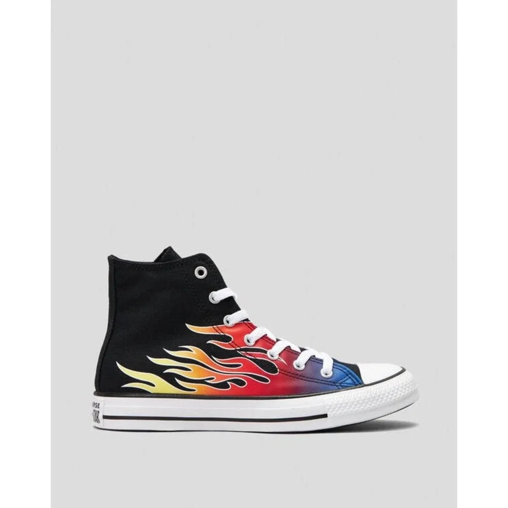 Converse Chuck Taylor All Star Hi Flame Print Black High‎ Top Sneakers Kids US/5
